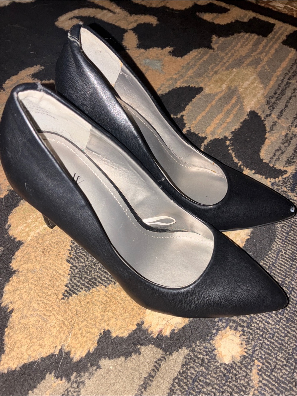 Worthington Black Pointed-Toe Mid-Heel Pumps